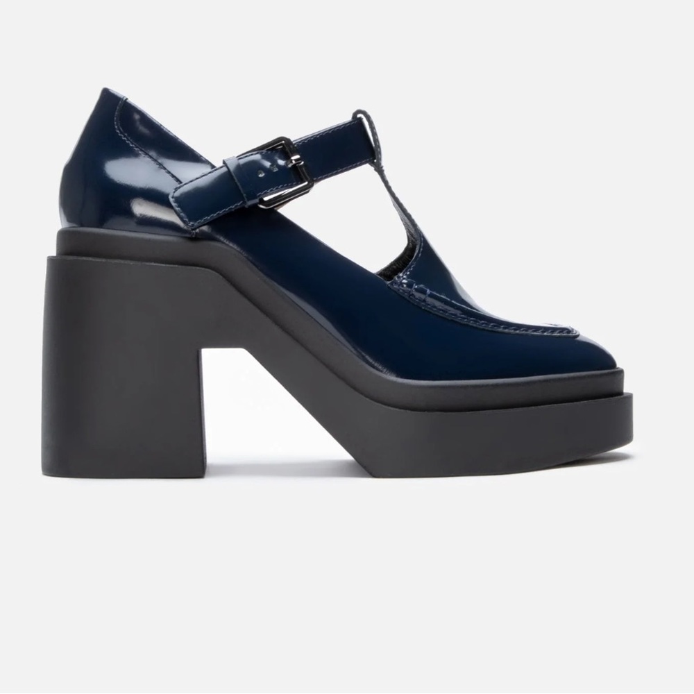 NEW Clergerie $645 Navy Platform Mary Janes Size 7.5